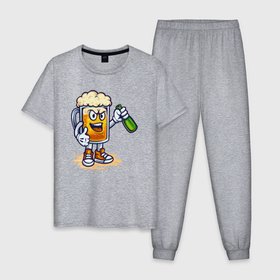 Мужская пижама хлопок с принтом По пивку в Тюмени, 100% хлопок | брюки и футболка прямого кроя, без карманов, на брюках мягкая резинка на поясе и по низу штанин
 | 
