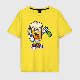Мужская футболка хлопок Oversize с принтом По пивку в Тюмени, 100% хлопок | свободный крой, круглый ворот, “спинка” длиннее передней части | Тематика изображения на принте: 