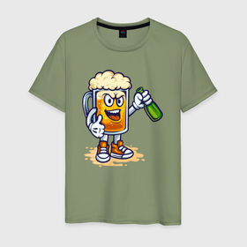 Мужская футболка хлопок с принтом По пивку в Тюмени, 100% хлопок | прямой крой, круглый вырез горловины, длина до линии бедер, слегка спущенное плечо. | Тематика изображения на принте: 