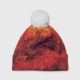 Шапка 3D c помпоном с принтом Абстракция   ярость вулкана , 100% полиэстер | универсальный размер, печать по всей поверхности изделия | Тематика изображения на принте: 