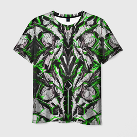 Мужская футболка 3D с принтом Зелёная кибернетическая броня , 100% полиэфир | прямой крой, круглый вырез горловины, длина до линии бедер | Тематика изображения на принте: 