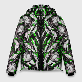 Мужская зимняя куртка 3D с принтом Зелёная кибернетическая броня в Курске, верх — 100% полиэстер; подкладка — 100% полиэстер; утеплитель — 100% полиэстер | длина ниже бедра, свободный силуэт Оверсайз. Есть воротник-стойка, отстегивающийся капюшон и ветрозащитная планка. 

Боковые карманы с листочкой на кнопках и внутренний карман на молнии. | Тематика изображения на принте: 
