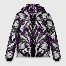 Мужская зимняя куртка 3D с принтом Фиолетовая кибернетическая броня в Курске, верх — 100% полиэстер; подкладка — 100% полиэстер; утеплитель — 100% полиэстер | длина ниже бедра, свободный силуэт Оверсайз. Есть воротник-стойка, отстегивающийся капюшон и ветрозащитная планка. 

Боковые карманы с листочкой на кнопках и внутренний карман на молнии. | Тематика изображения на принте: 