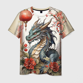 Мужская футболка 3D с принтом Vintage dragon 2024 в Екатеринбурге, 100% полиэфир | прямой крой, круглый вырез горловины, длина до линии бедер | Тематика изображения на принте: 