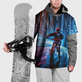 Накидка на куртку 3D с принтом Киберпанк байкер в Екатеринбурге, 100% полиэстер |  | Тематика изображения на принте: 