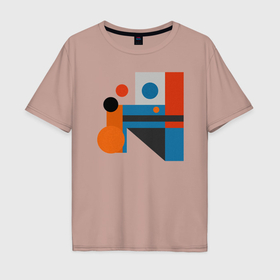 Мужская футболка хлопок Oversize с принтом Круги абстракция в Курске, 100% хлопок | свободный крой, круглый ворот, “спинка” длиннее передней части | 
