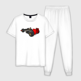 Мужская пижама хлопок с принтом Formula 1 Lotus в Санкт-Петербурге, 100% хлопок | брюки и футболка прямого кроя, без карманов, на брюках мягкая резинка на поясе и по низу штанин
 | 