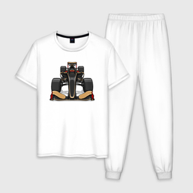 Мужская пижама хлопок с принтом Формула 1 Lotus в Санкт-Петербурге, 100% хлопок | брюки и футболка прямого кроя, без карманов, на брюках мягкая резинка на поясе и по низу штанин
 | 