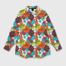 Мужская рубашка oversize 3D с принтом Цветочное разноцветье в Тюмени,  |  | Тематика изображения на принте: 