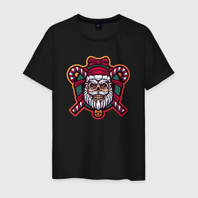 Мужская футболка хлопок с принтом Candy Santa в Кировске, 100% хлопок | прямой крой, круглый вырез горловины, длина до линии бедер, слегка спущенное плечо. | 