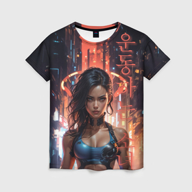 Женская футболка 3D с принтом Атлетичная девушка в Белгороде, 100% полиэфир ( синтетическое хлопкоподобное полотно) | прямой крой, круглый вырез горловины, длина до линии бедер | 