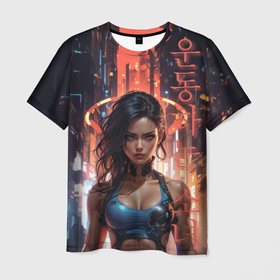 Мужская футболка 3D с принтом Атлетичная девушка в Петрозаводске, 100% полиэфир | прямой крой, круглый вырез горловины, длина до линии бедер | Тематика изображения на принте: 