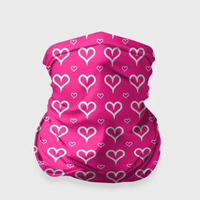 Бандана-труба 3D с принтом Сердечки паттерн насыщенный розовый , 100% полиэстер, ткань с особыми свойствами — Activecool | плотность 150‒180 г/м2; хорошо тянется, но сохраняет форму | 