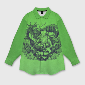 Мужская рубашка oversize 3D с принтом Дракон и Дед Мороз азиат в Курске,  |  | 
