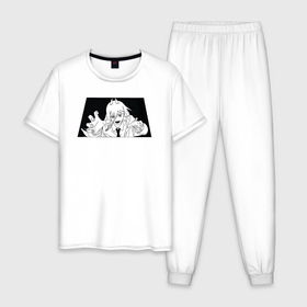 Мужская пижама хлопок с принтом Пауэр из Человек Бензопила в Кировске, 100% хлопок | брюки и футболка прямого кроя, без карманов, на брюках мягкая резинка на поясе и по низу штанин
 | 