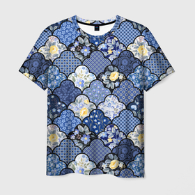 Мужская футболка 3D с принтом Цветочный лоскутный коллаж в Кировске, 100% полиэфир | прямой крой, круглый вырез горловины, длина до линии бедер | 