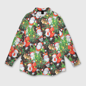 Мужская рубашка oversize 3D с принтом Деды Морозы с подарками в Екатеринбурге,  |  | Тематика изображения на принте: 
