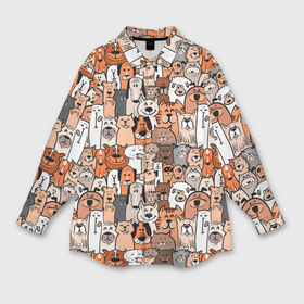 Мужская рубашка oversize 3D с принтом Собаки и коты разных пород в Белгороде,  |  | Тематика изображения на принте: 