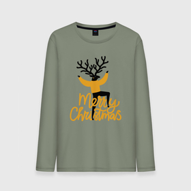 Мужской лонгслив хлопок с принтом Олень Рождества в городе Новоалтайск, 100% хлопок |  | 