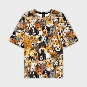 Мужская футболка oversize 3D с принтом Собаки разных пород ,  |  | Тематика изображения на принте: 