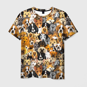 Мужская футболка 3D с принтом Собаки разных пород , 100% полиэфир | прямой крой, круглый вырез горловины, длина до линии бедер | Тематика изображения на принте: 