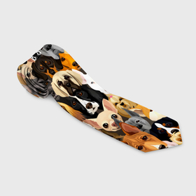 Галстук 3D с принтом Собаки разных пород в Тюмени, 100% полиэстер | Длина 148 см; Плотность 150-180 г/м2 | Тематика изображения на принте: 