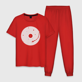 Мужская пижама хлопок с принтом Vinyl world в Тюмени, 100% хлопок | брюки и футболка прямого кроя, без карманов, на брюках мягкая резинка на поясе и по низу штанин
 | 