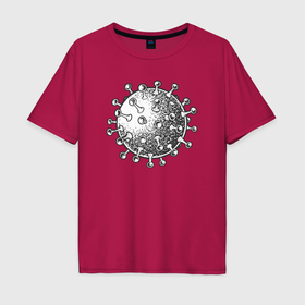 Мужская футболка хлопок Oversize с принтом Частица вируса , 100% хлопок | свободный крой, круглый ворот, “спинка” длиннее передней части | 