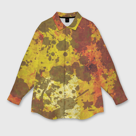Мужская рубашка oversize 3D с принтом Абстракция   темные пятна на желто оранжевом в Новосибирске,  |  | 