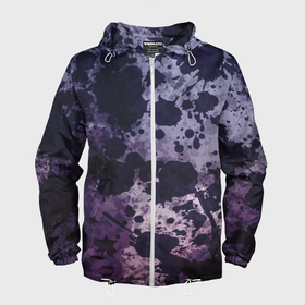 Мужская ветровка 3D с принтом Абстракция   темные пятна на фиолетовом в городе Новоалтайск, 100% полиэстер | подол и капюшон оформлены резинкой с фиксаторами, два кармана без застежек по бокам, один потайной карман на груди | 