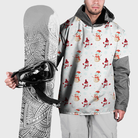 Накидка на куртку 3D с принтом Снеговики и снежинки в Тюмени, 100% полиэстер |  | Тематика изображения на принте: 