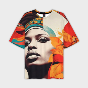 Мужская футболка oversize 3D с принтом Африканская девушка с дредами в Екатеринбурге,  |  | 