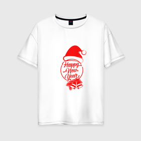 Женская футболка хлопок Oversize с принтом Праздник шапка колокольчики в Санкт-Петербурге, 100% хлопок | свободный крой, круглый ворот, спущенный рукав, длина до линии бедер
 | 