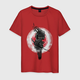 Мужская футболка хлопок с принтом Призрак самурая в Кировске, 100% хлопок | прямой крой, круглый вырез горловины, длина до линии бедер, слегка спущенное плечо. | 