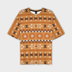 Мужская футболка oversize 3D с принтом Brown tribal geometric в Тюмени,  |  | 
