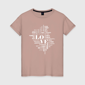 Женская футболка хлопок с принтом Любовь такая разная в Кировске, 100% хлопок | прямой крой, круглый вырез горловины, длина до линии бедер, слегка спущенное плечо | 
