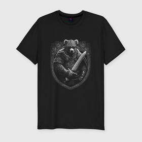 Мужская футболка хлопок Slim с принтом Русский богатырь медведь в Белгороде, 92% хлопок, 8% лайкра | приталенный силуэт, круглый вырез ворота, длина до линии бедра, короткий рукав | 