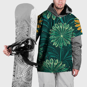 Накидка на куртку 3D с принтом Одуванчики зеленая с желтым акцентом абстракция , 100% полиэстер |  | Тематика изображения на принте: 