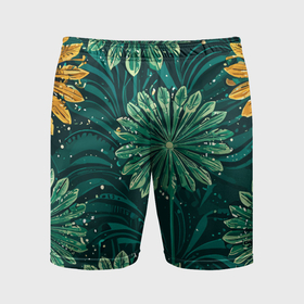 Мужские шорты спортивные с принтом Одуванчики зеленая с желтым акцентом абстракция ,  |  | Тематика изображения на принте: 