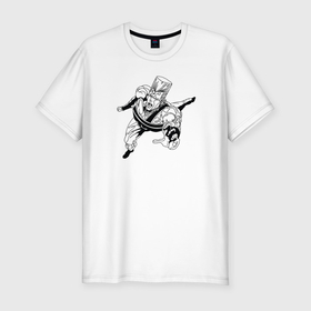 Мужская футболка хлопок Slim с принтом Польнареф из ДжоДжо в Екатеринбурге, 92% хлопок, 8% лайкра | приталенный силуэт, круглый вырез ворота, длина до линии бедра, короткий рукав | Тематика изображения на принте: 