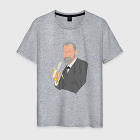 Мужская футболка хлопок с принтом Зигмунд Фрейд с бананом в Петрозаводске, 100% хлопок | прямой крой, круглый вырез горловины, длина до линии бедер, слегка спущенное плечо. | 