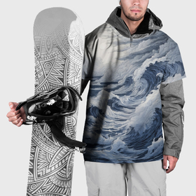Накидка на куртку 3D с принтом Морская буря с облаками в Екатеринбурге, 100% полиэстер |  | 
