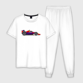 Мужская пижама хлопок с принтом Формула 1 Ред Булл в Петрозаводске, 100% хлопок | брюки и футболка прямого кроя, без карманов, на брюках мягкая резинка на поясе и по низу штанин
 | 