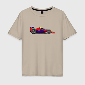 Мужская футболка хлопок Oversize с принтом Формула 1 Ред Булл в Петрозаводске, 100% хлопок | свободный крой, круглый ворот, “спинка” длиннее передней части | 