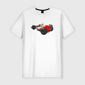 Мужская футболка хлопок Slim с принтом Формула 1 McLaren Senna в Тюмени, 92% хлопок, 8% лайкра | приталенный силуэт, круглый вырез ворота, длина до линии бедра, короткий рукав | 