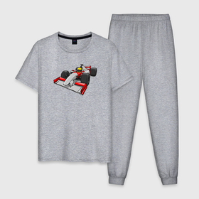 Мужская пижама хлопок с принтом Формула 1 МакЛарен Сенна , 100% хлопок | брюки и футболка прямого кроя, без карманов, на брюках мягкая резинка на поясе и по низу штанин
 | 