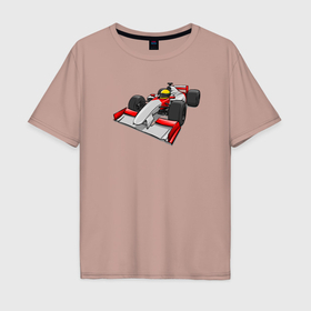Мужская футболка хлопок Oversize с принтом Формула 1 МакЛарен Сенна в Тюмени, 100% хлопок | свободный крой, круглый ворот, “спинка” длиннее передней части | 