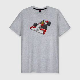 Мужская футболка хлопок Slim с принтом Формула 1 МакЛарен Сенна в Тюмени, 92% хлопок, 8% лайкра | приталенный силуэт, круглый вырез ворота, длина до линии бедра, короткий рукав | 