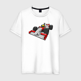 Мужская футболка хлопок с принтом Формула 1 МакЛарен Сенна , 100% хлопок | прямой крой, круглый вырез горловины, длина до линии бедер, слегка спущенное плечо. | 