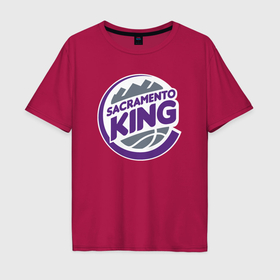 Мужская футболка хлопок Oversize с принтом Sacramento king в Курске, 100% хлопок | свободный крой, круглый ворот, “спинка” длиннее передней части | 
